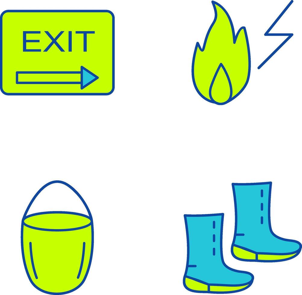 exit and electricity fire Icon vector