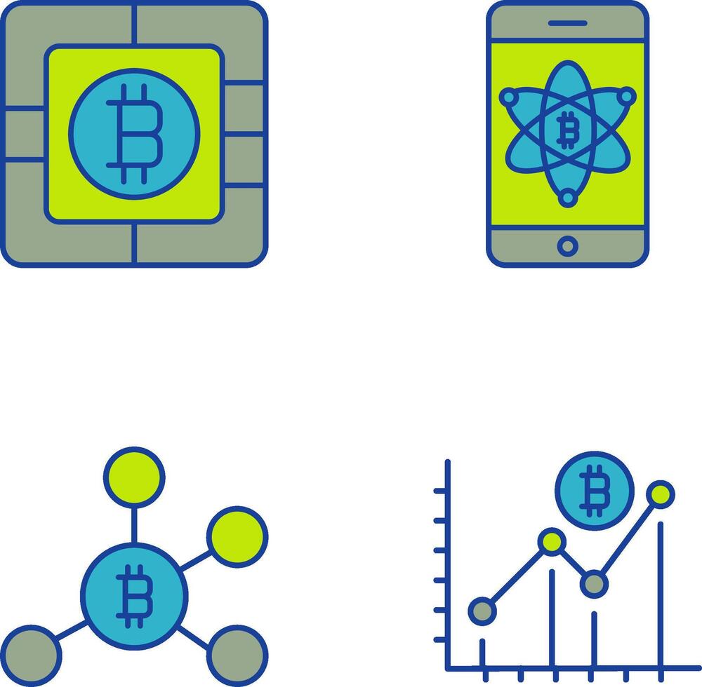 Bitcoin Chip and Mobile Icon vector