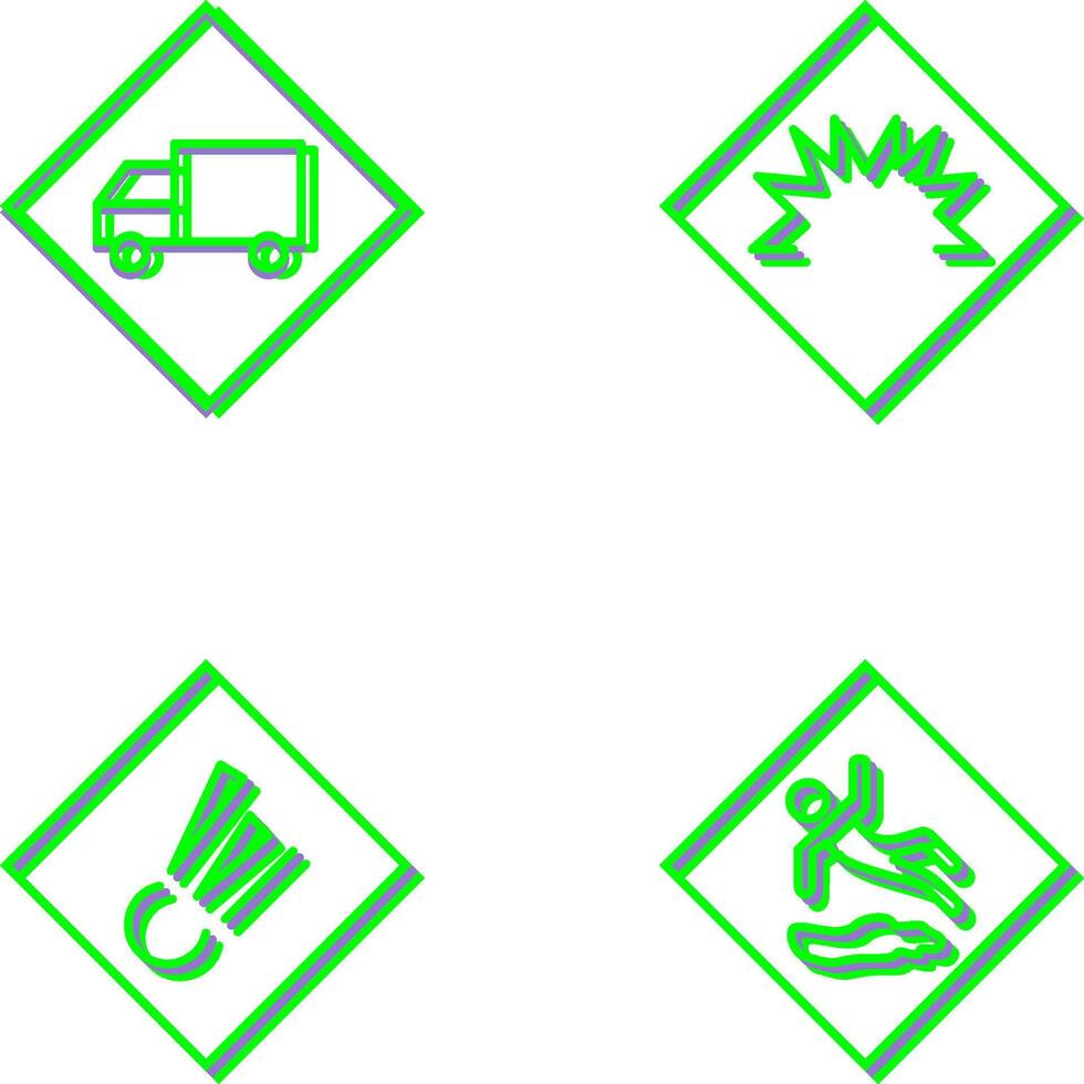 dangerous vehicle and danger of welding Icon vector