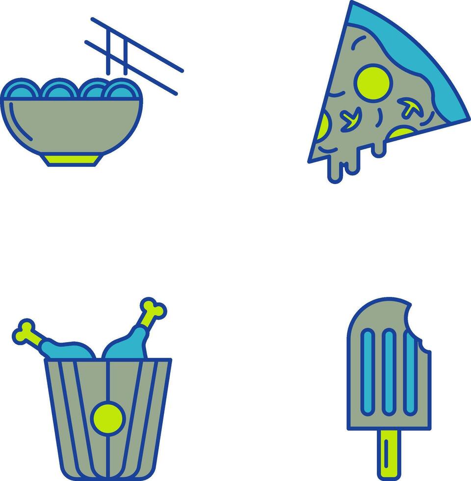 Chinese food and Pizza Icon vector