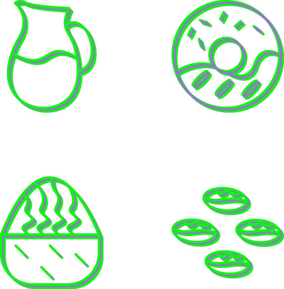 milk jug and cream doughnut Icon vector