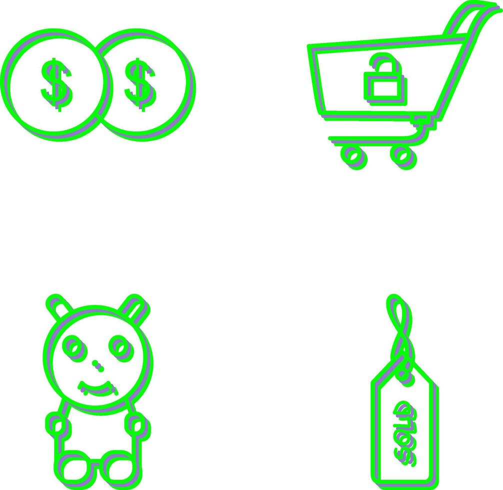 coins and unlock cart Icon vector
