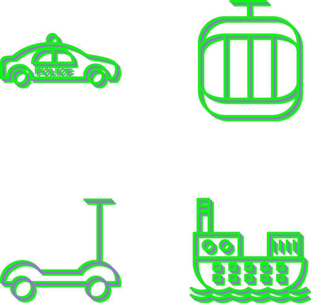 Police Car and Cable Car Icon vector