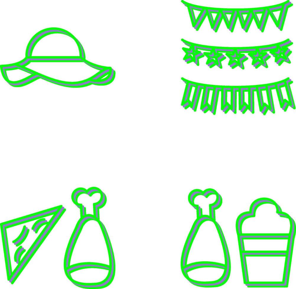 Garlands and Woman Hat Icon vector