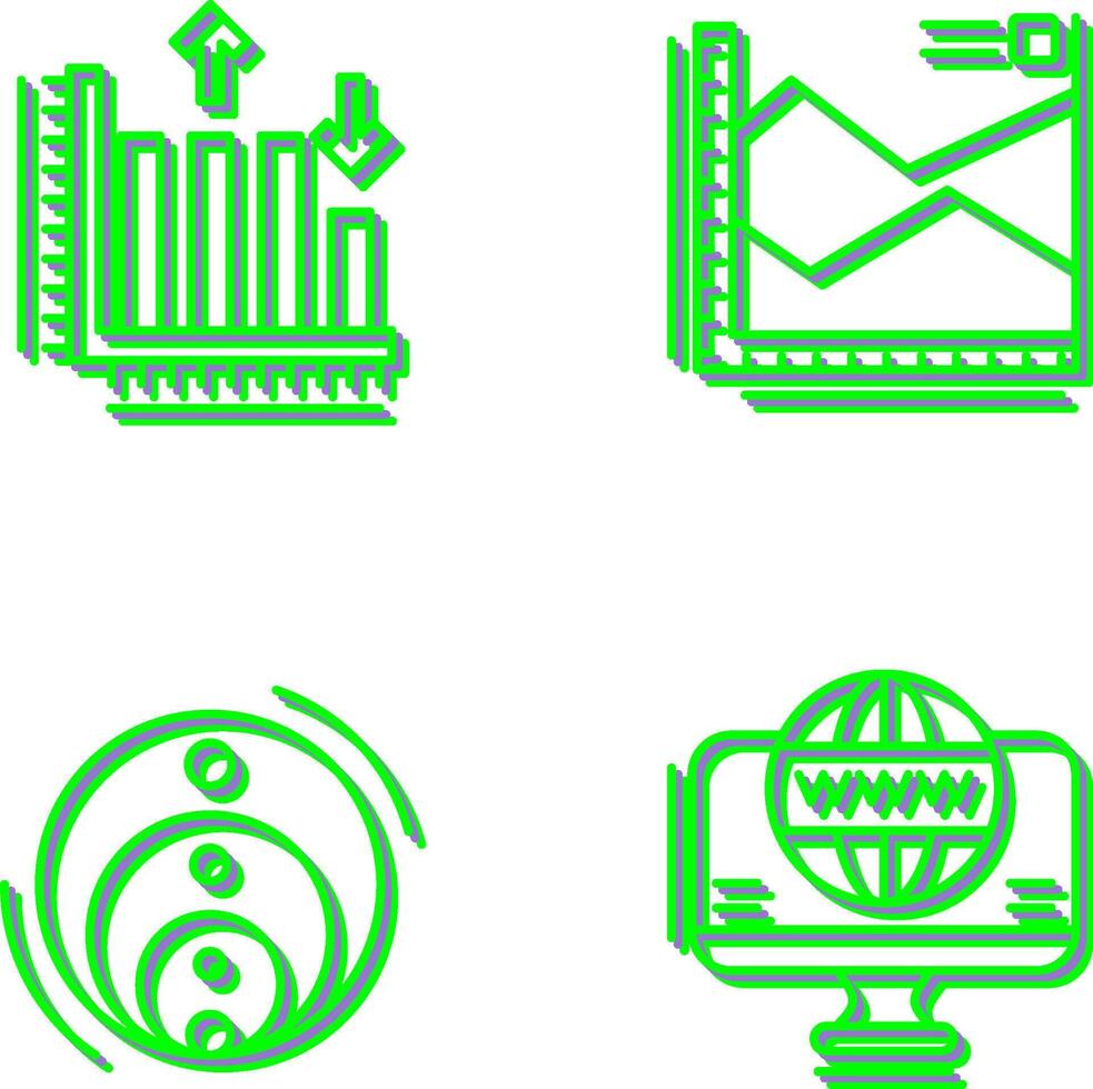 Spline Chart and Bar Graph Icon vector