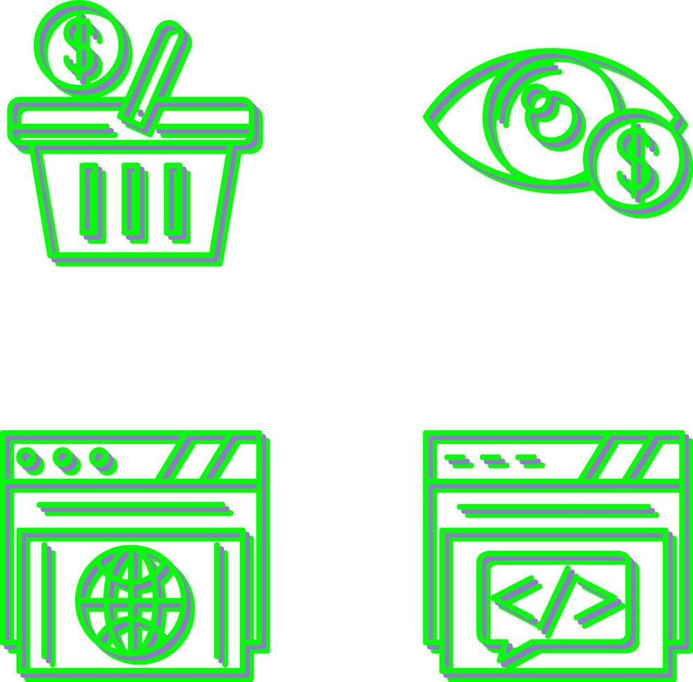 compras cesta y ojo icono vector