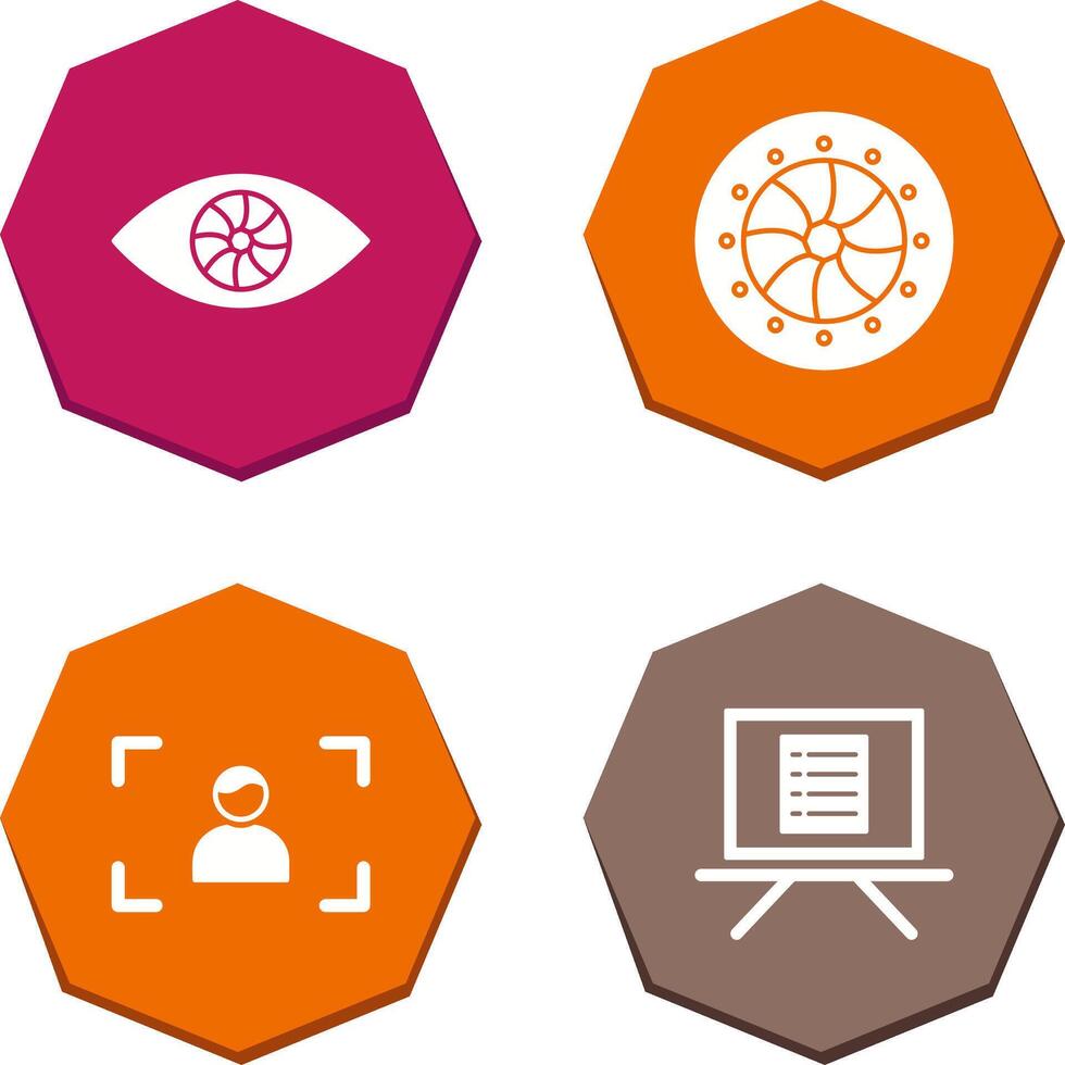 eye and optical diaphram Icon vector