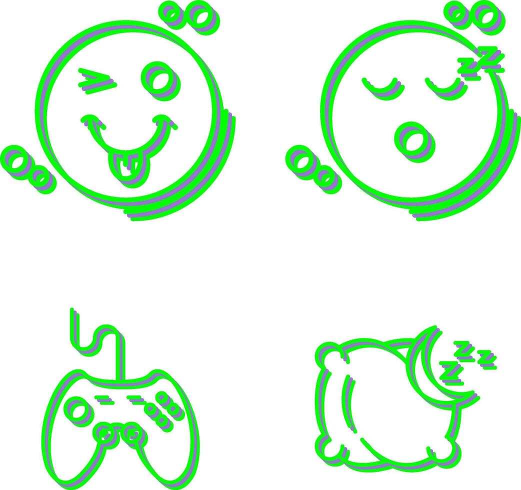 Tongue Out and Sleep Icon vector