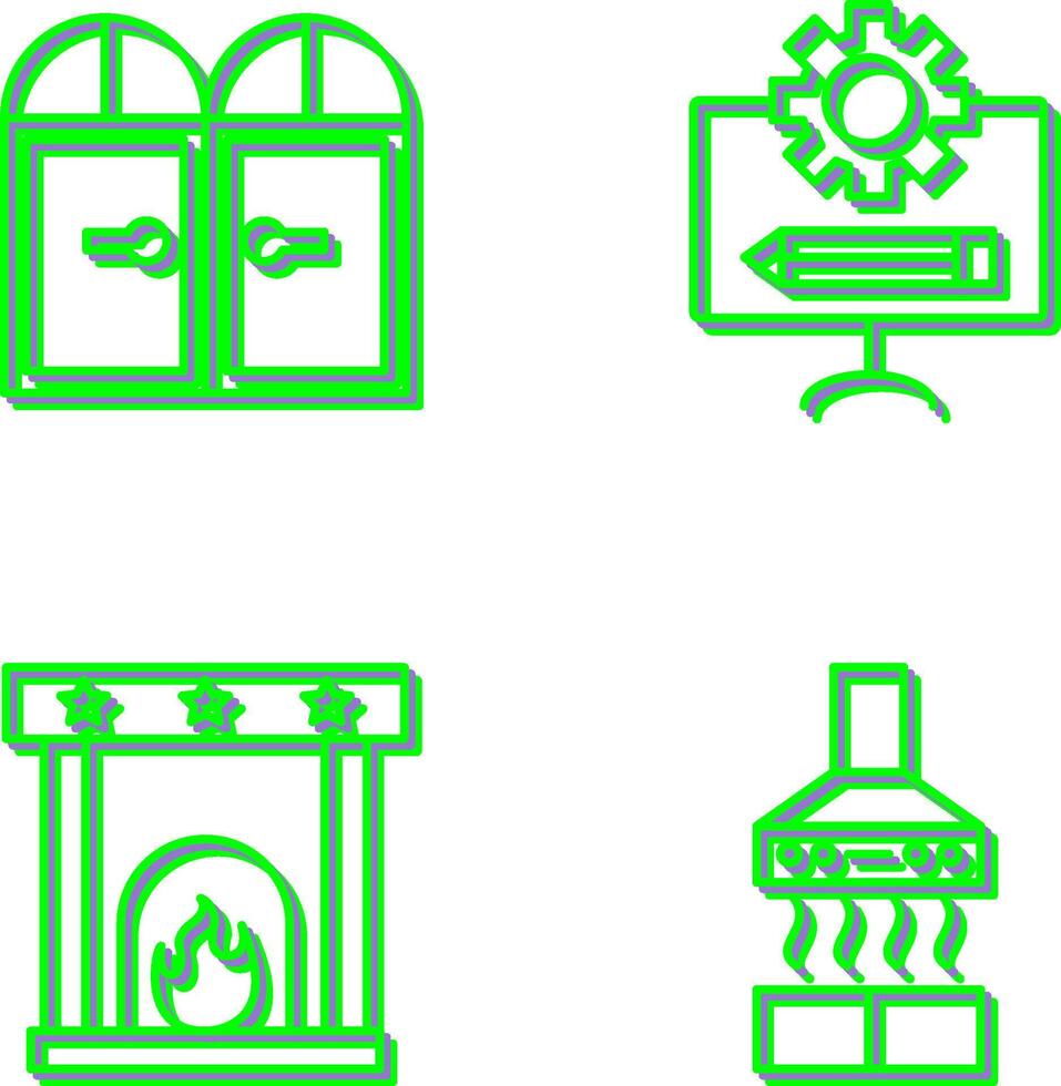 puerta y Plano icono vector