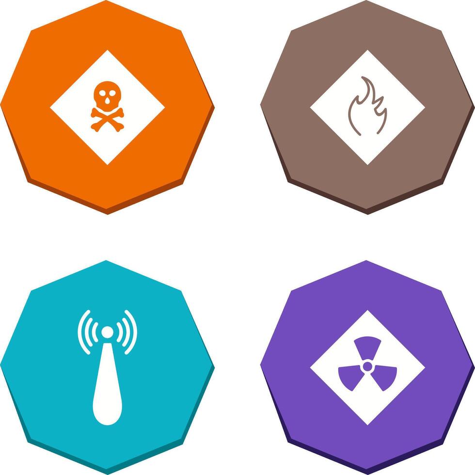 poisonous gas and Danger of flame Icon vector