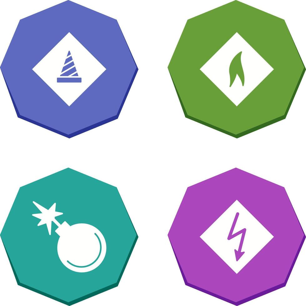 under construction and flammable material Icon vector