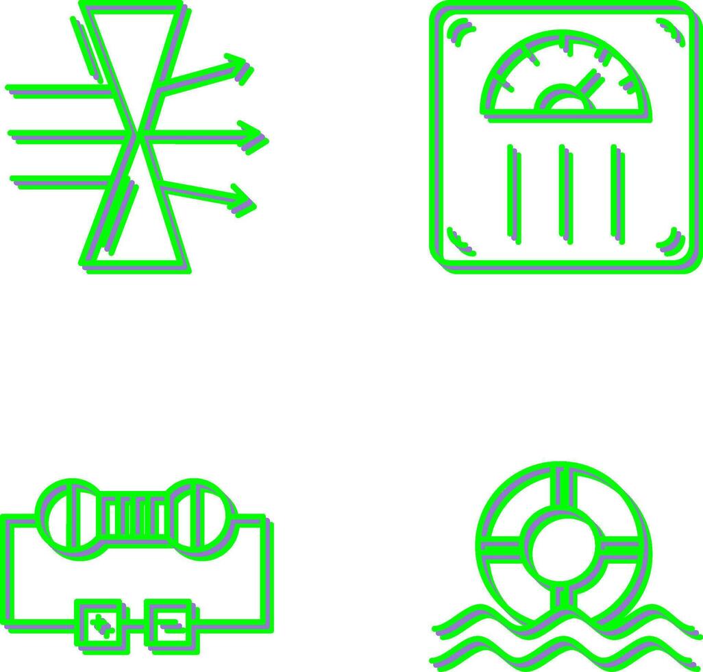 dispersión y peso escala icono vector