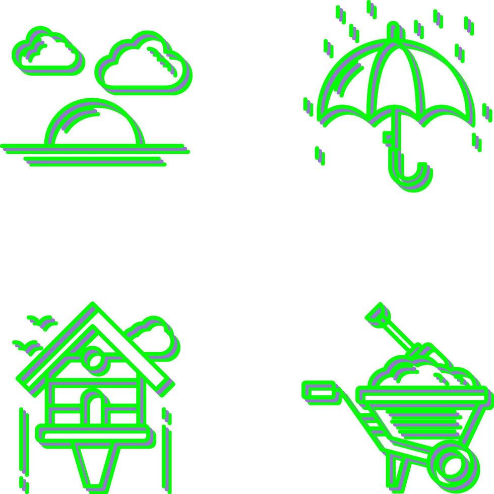 Brillo Solar y lloviendo icono vector