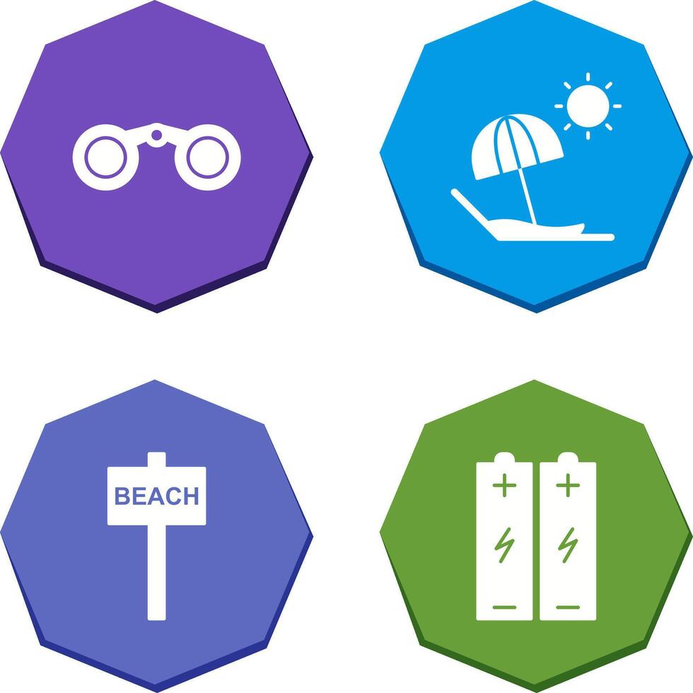 Binoculars and beach Icon vector