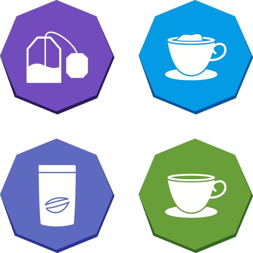 tea bag and creamy coffee Icon vector