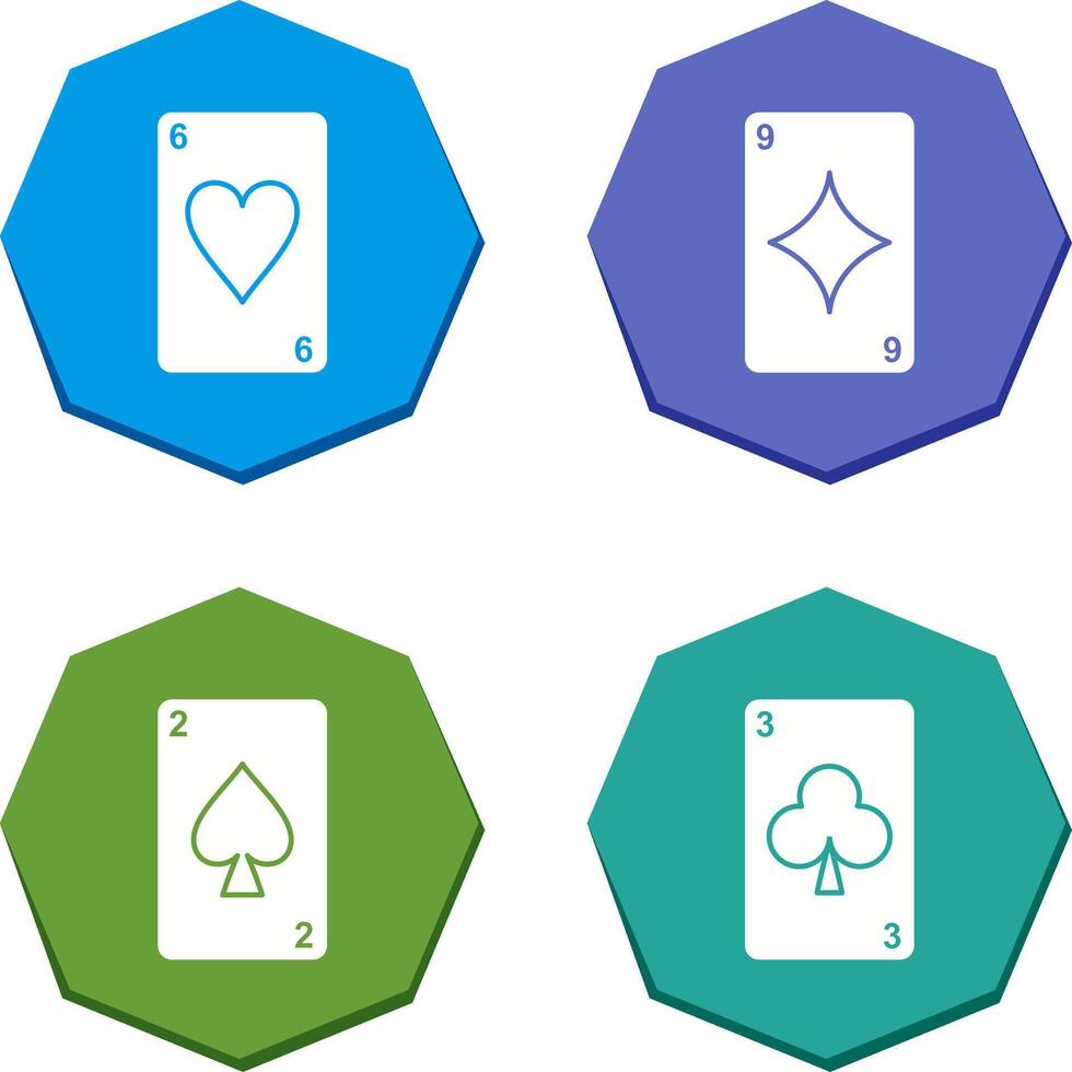 heart cards and diamonds card Icon vector