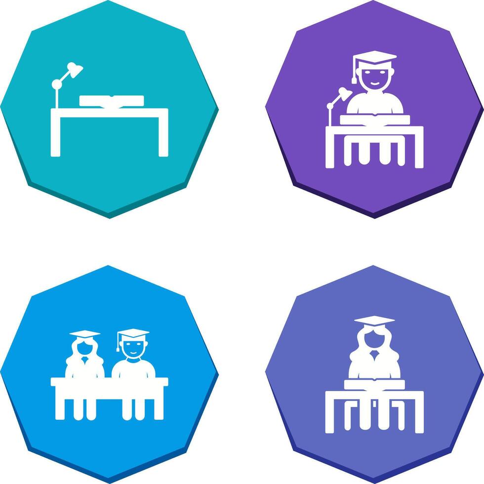 study desk and studying on desk Icon vector