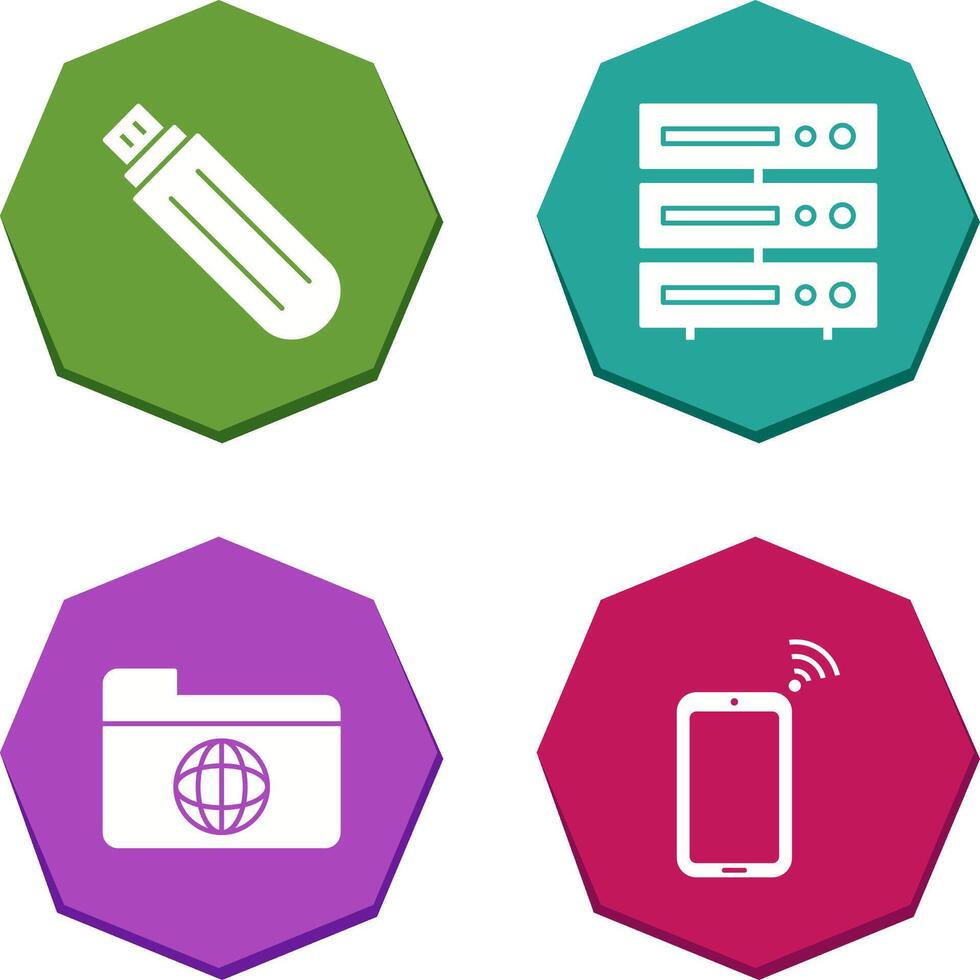 usb drive and server Icon vector