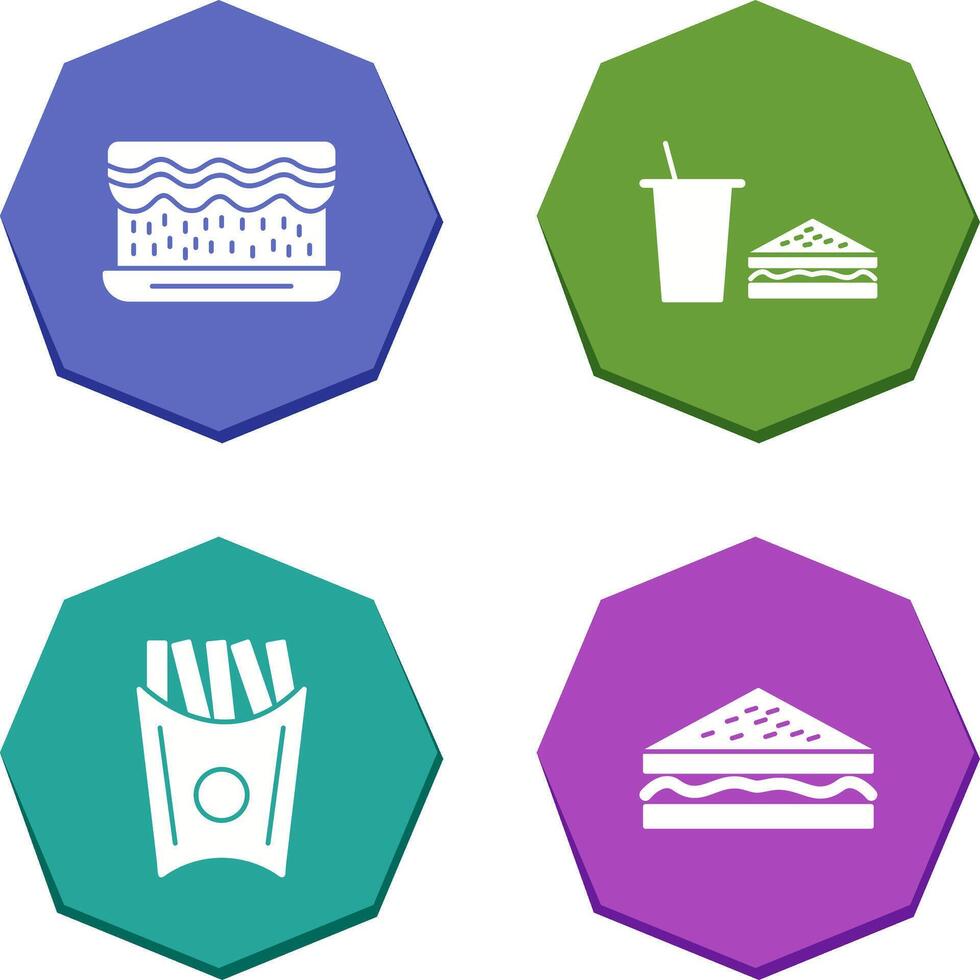 cream cake and lunch bistro Icon vector