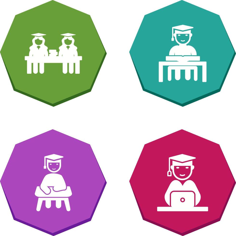 Combined Study and Studying on Desk Icon vector