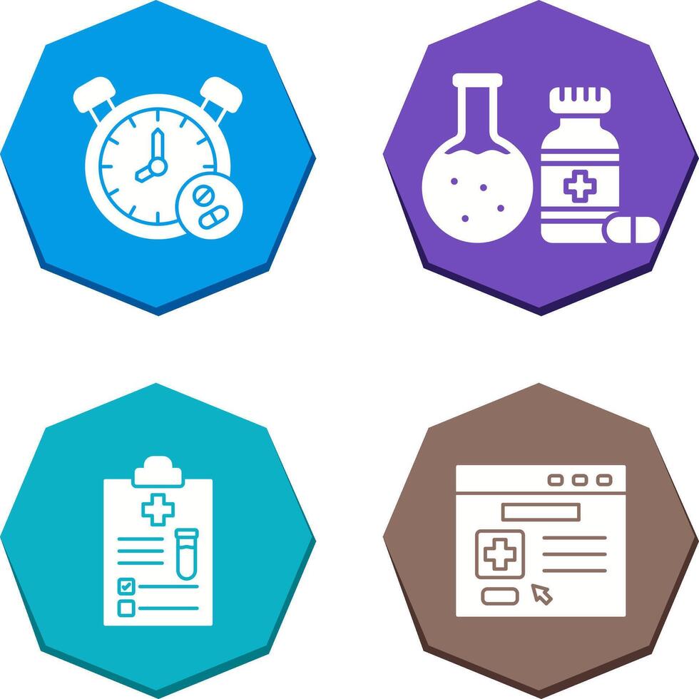 Clock and test tube Icon vector