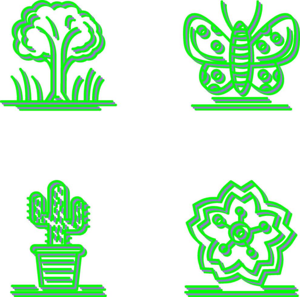 Tree and Butterfly Icon vector