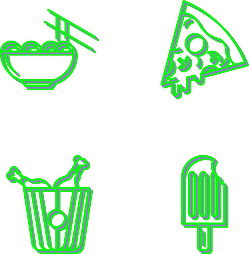 Chinese food and Pizza Icon vector