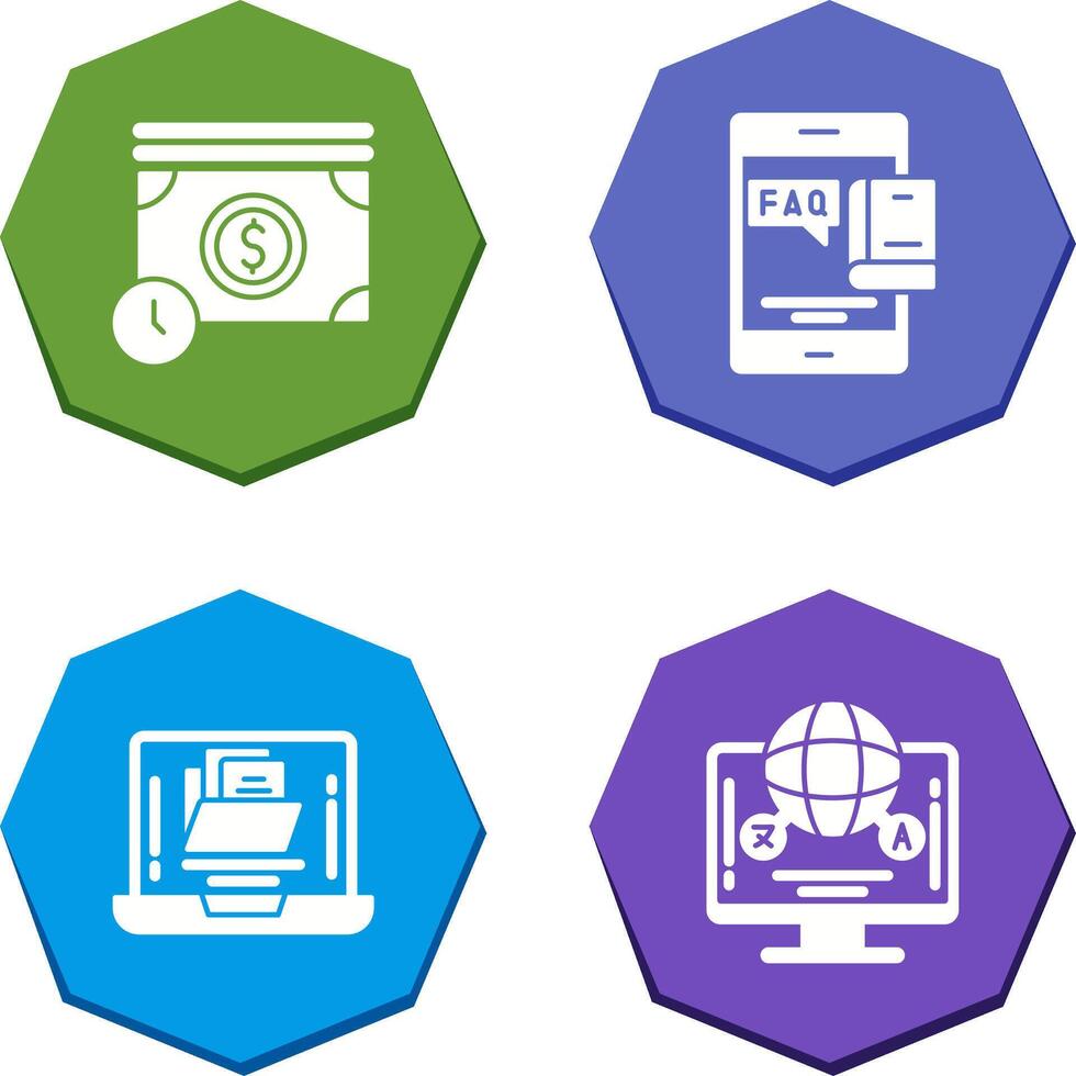 Time is Mony and Faq Icon vector