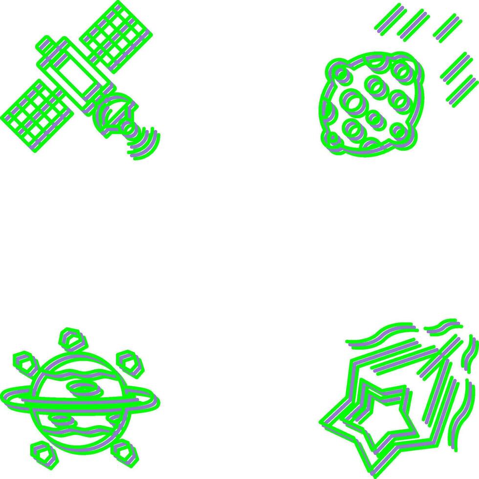 satelite and asteroid Icon vector