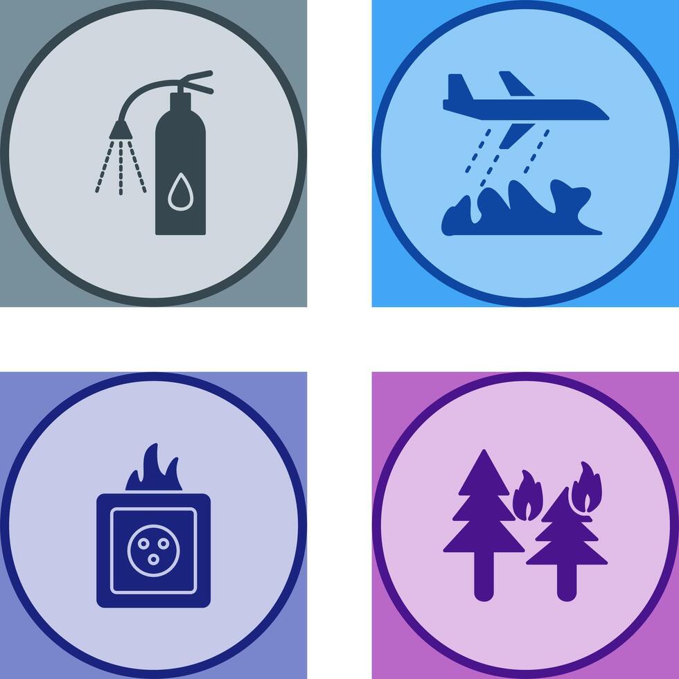 using extinguisher and firefighter plane Icon vector