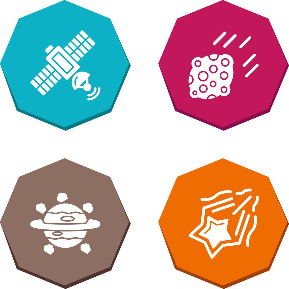 satelite and asteroid Icon vector