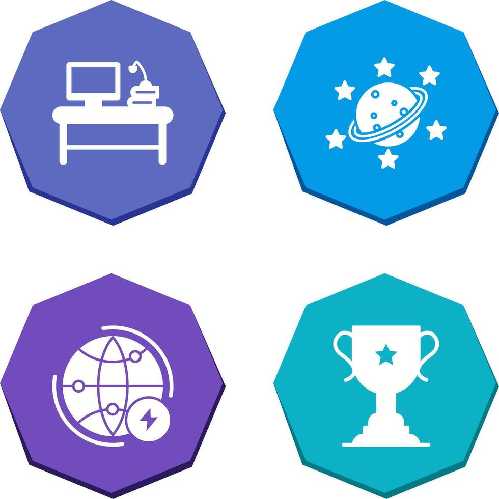 Desktop and Saturn Icon vector