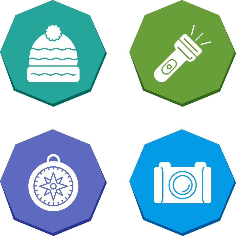 Winter Hat and Flash Light Icon vector