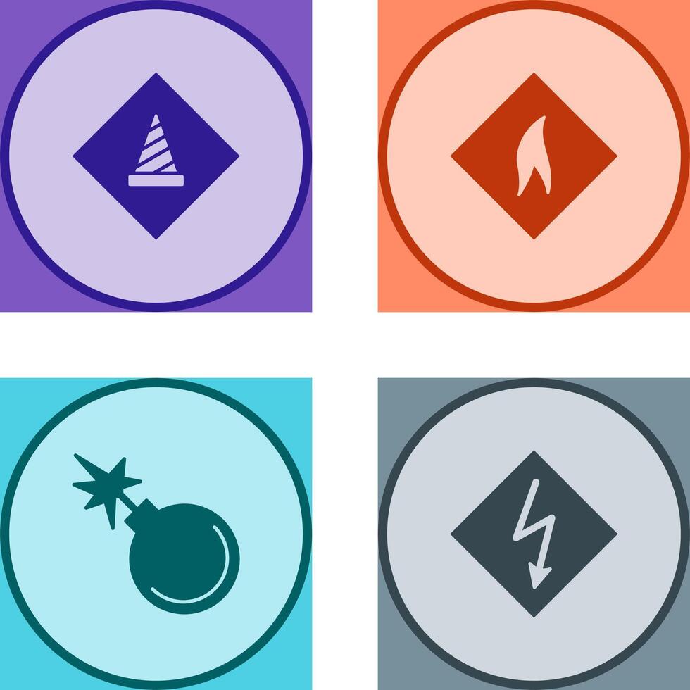 under construction and flammable material Icon vector
