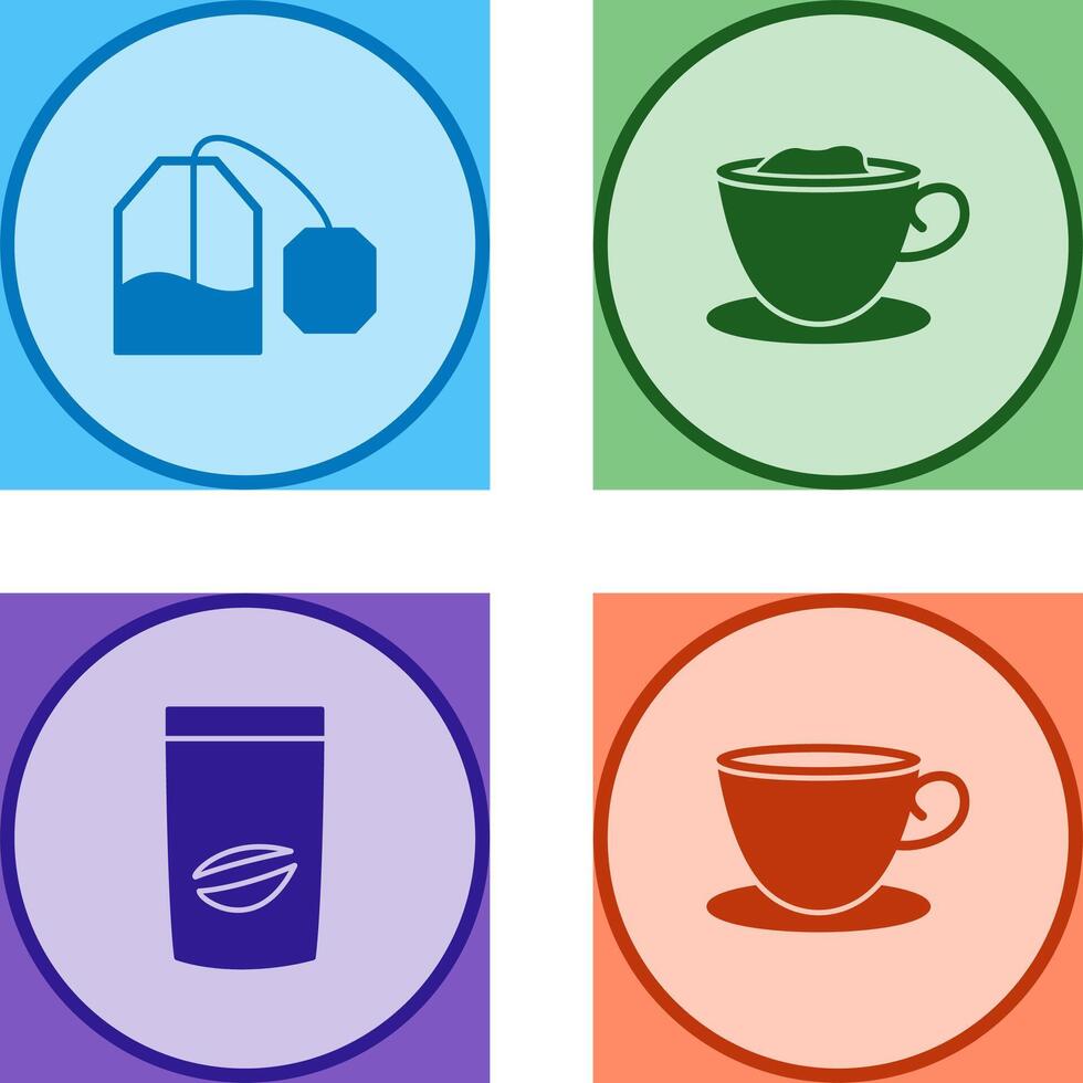 tea bag and creamy coffee Icon vector