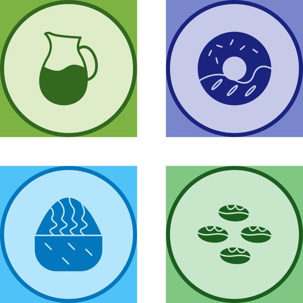 milk jug and cream doughnut Icon vector