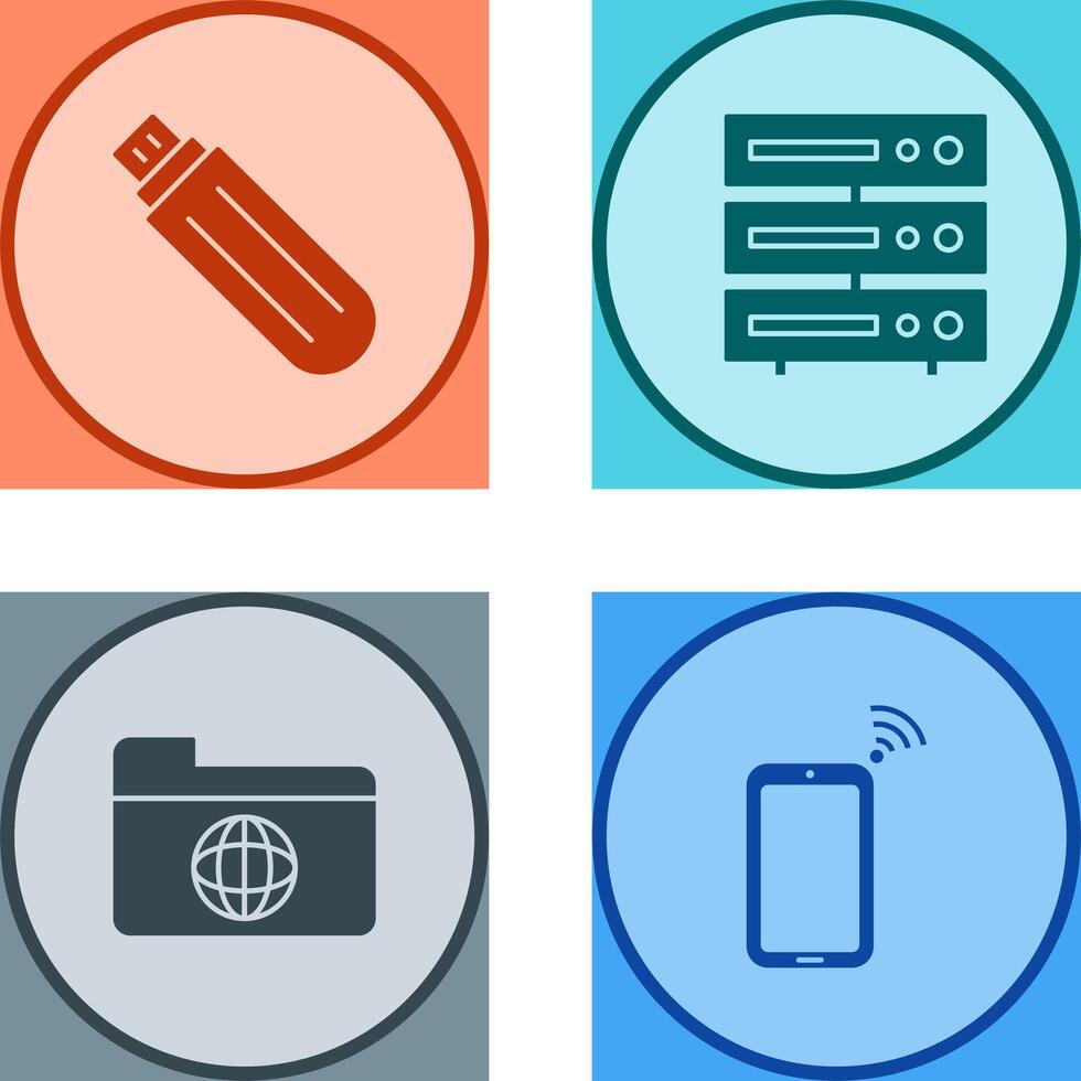 usb drive and server Icon vector