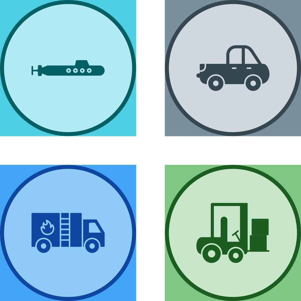 Submarine and Pickup Icon vector