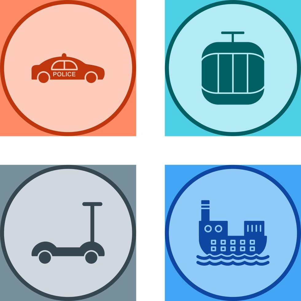 Police Car and Cable Car Icon vector