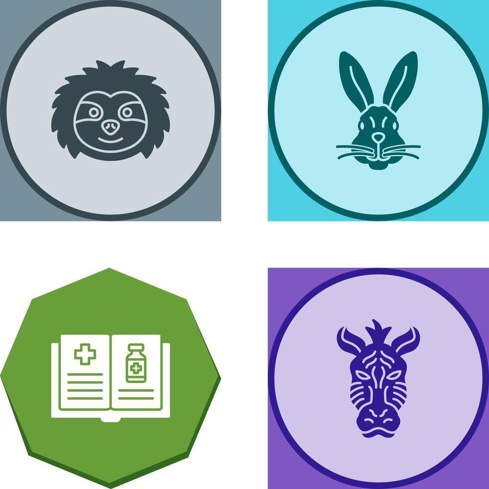 Sloth and Rabbit Icon vector