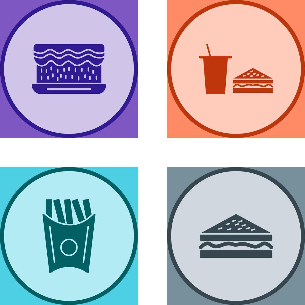 cream cake and lunch bistro Icon vector