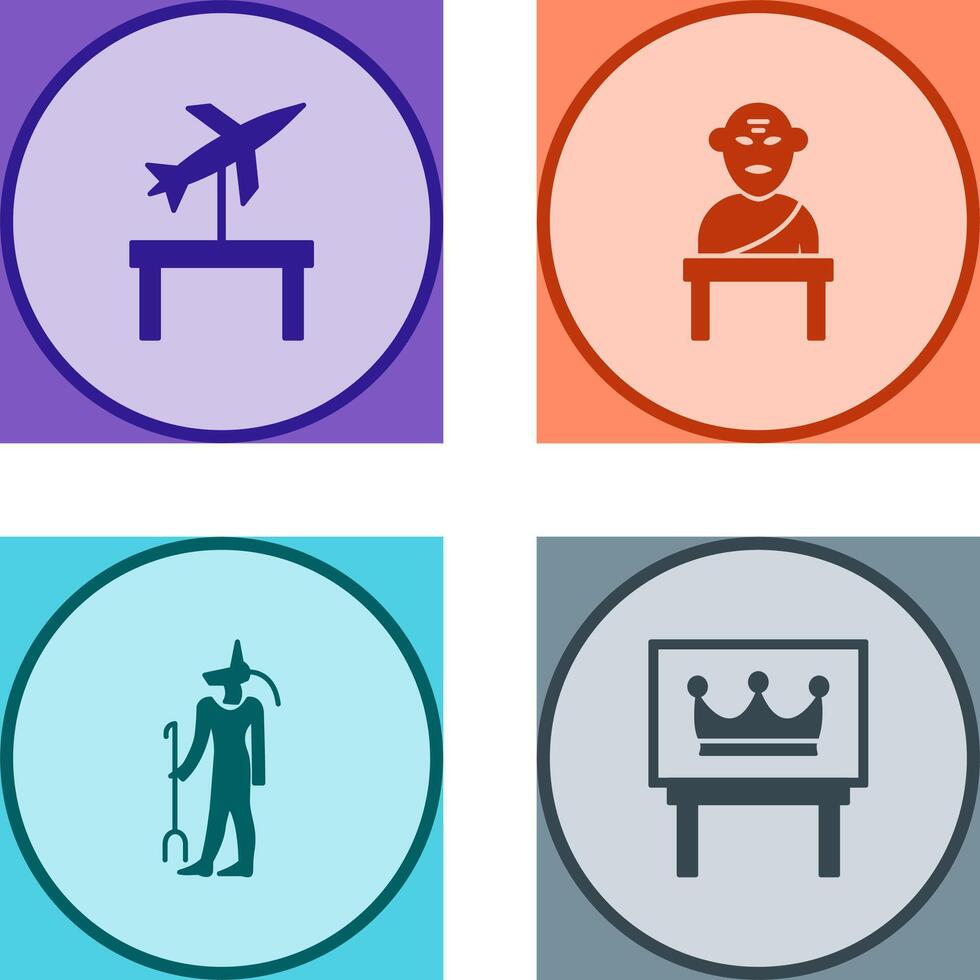 Jet Exhibit and Greek god Icon vector