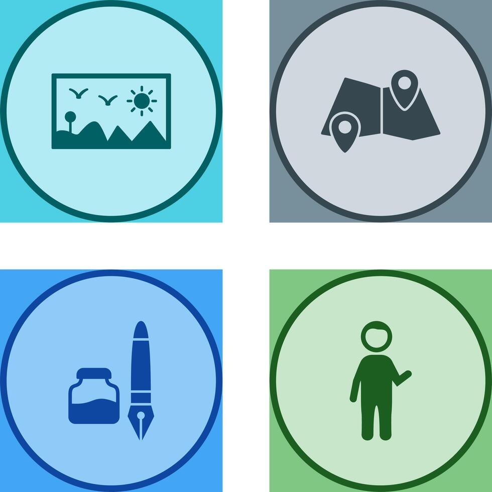 Painting Exhibit and Folded Icon vector