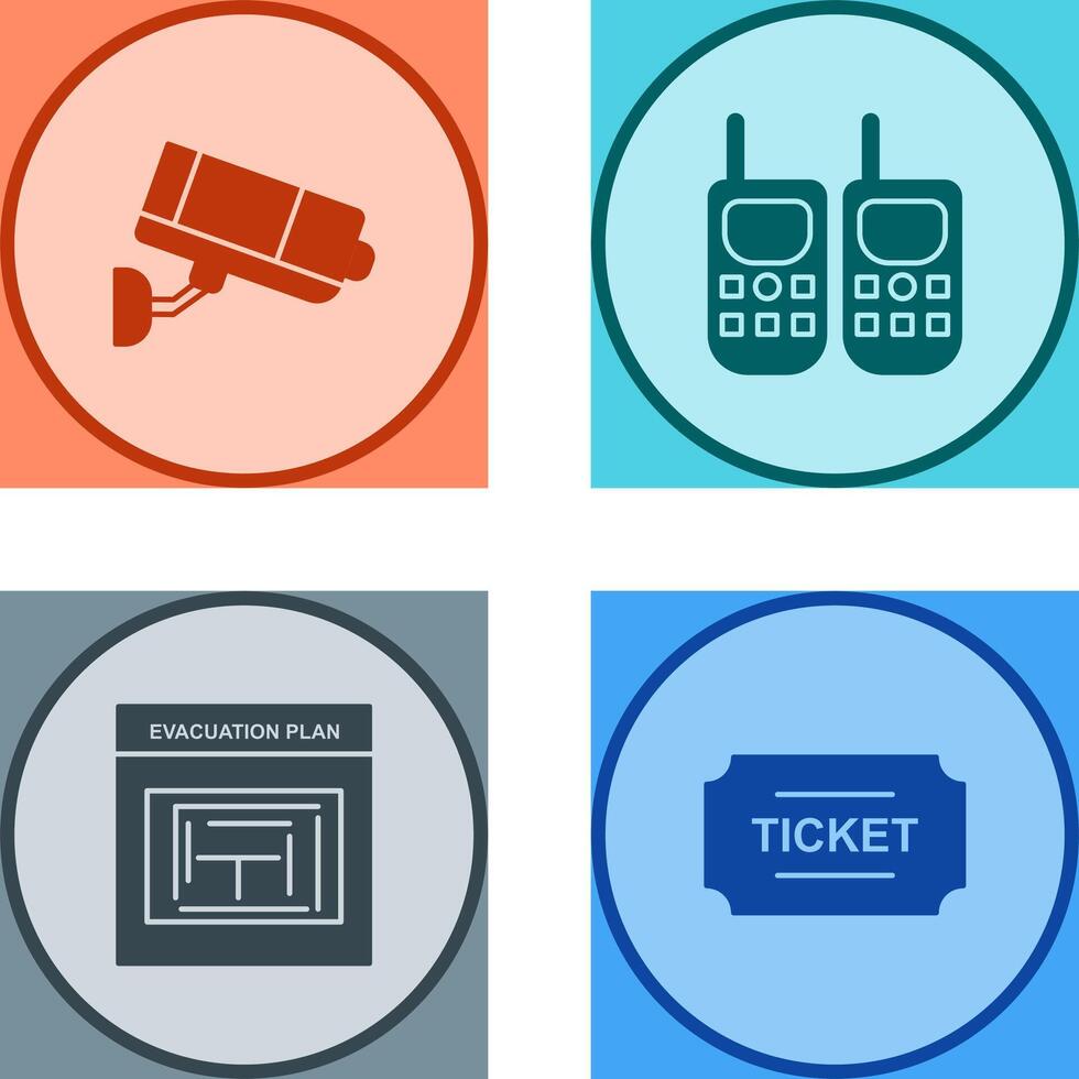 CCTV Camera and Walkie Talkie Icon vector