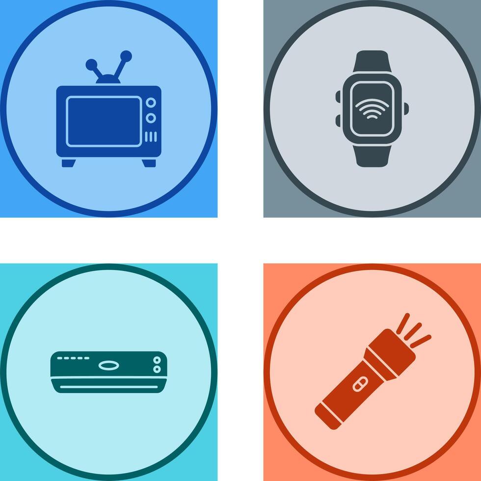 televisión y inteligente reloj icono vector