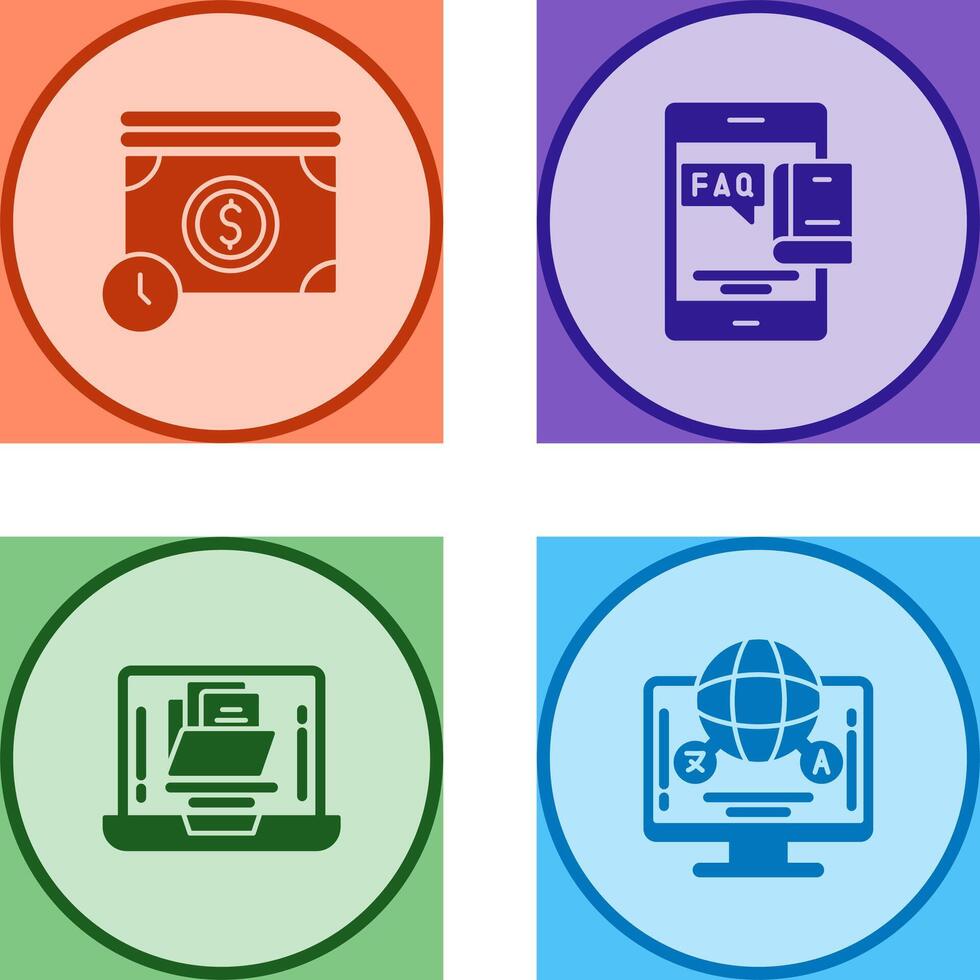 Time is Mony and Faq Icon vector