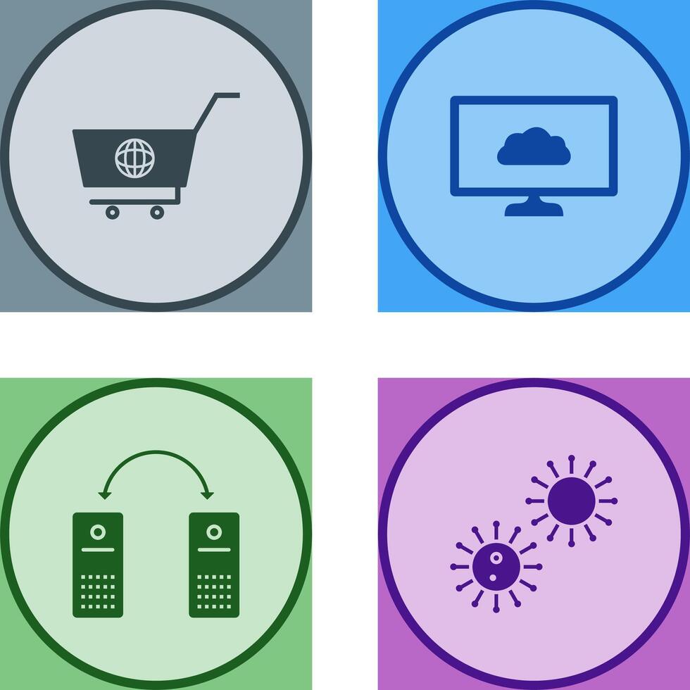 global shopping and cloud sysytem Icon vector