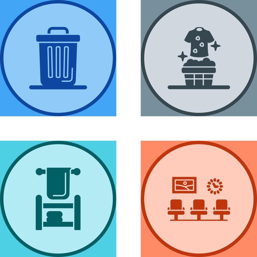 Trash Can and Laundary Icon vector