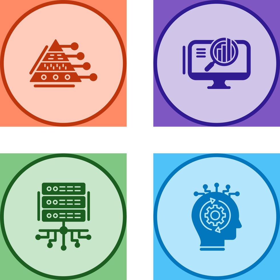 Pyramid Graph and Search Icon vector