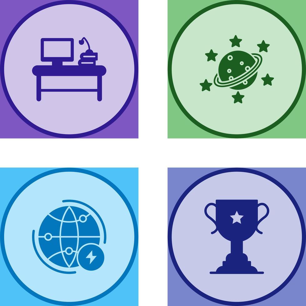 Desktop and Saturn Icon vector